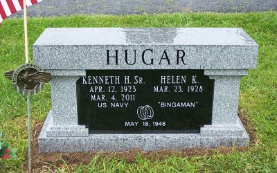A bench headstone designed by Phillipsburg Marble and Granite, Phillipsburg, Pennsylvania