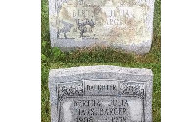 A marble Grave Marker Restoration completed by Phillipsburg Marble and Granite, Phillipsburg, Pennsylvania